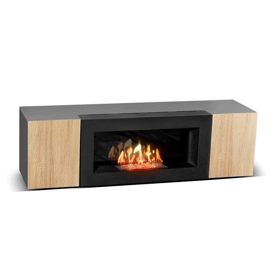 Тумба под ТВ с биокамином SteelHeat IMOLA 140 см (корпус Графит / фасады дуб Сонома) Тумба под ТВ с биокамином SteelHeat IMOLA 140 см (корпус Графит / фасады дуб Сонома)